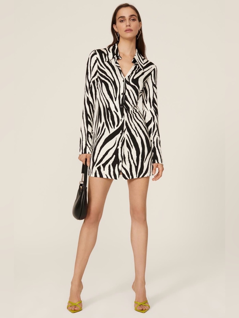 The Andamane~Ginerva Zebra-Print Mini Shirt Dress~Size 40 (US Small)~$510~